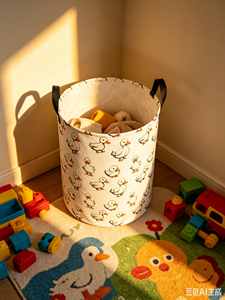 Cesto Portabiancheria in Cotone con Stampa Anatra Bianca, Cesto Portaoggetti Pieghevole in Tessuto con Manici Neri <span class=keywords><strong>per</strong></span> Camera da Letto, Bagno, Giocattoli, Vestiti - Product Image 1
