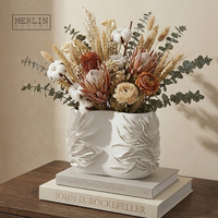 Vase artisanal Merlin Living en porcelaine blanche, vase en carrelage, vase en céramique moderne pour la décoration de la maison, fabrication de la fabrique de céramique de Chaozhou