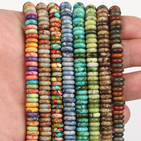 Perles plates en pierre de turquoise naturelle multicolore de 6x2 mm, en forme de disque, pour la fabrication de bijoux, bracelets et colliers