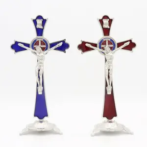 Hot Sale Cross Crafts Wholesale Jesus Christian Catholic Desktop Decoration Metal Religious Jewelry Crafts Ornaments