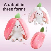 Peluche Lapin Berry en Polyester, Jouet en Peluche Super Doux Transformable en Lapin Carotte, Coton PP pour Filles, Vente en Gros