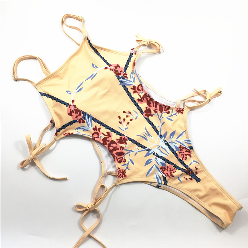 Wholesale 2021 Multi-binding belt fashion printed swimsuit beach wear