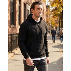 FOXA Mens Cotton Hoodie Regular Sleeve Pocket Pullover Sweatshirt French Terry Material - Product Image 3