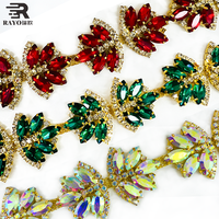 Chaîne en verre ornée de strass colorés et brillants, modèle double explosif doré, pour la couture, les loisirs créatifs et la décoration de mariages et de fêtes