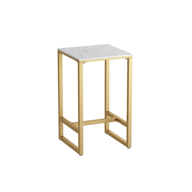 Table carrée blanche 50*50*105 en métal doré