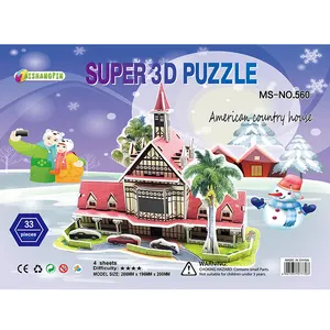 Big 3D paper puzzle manufactory of American country house model Grey EPS foam children education DIY jigsaw games Yiwu toys