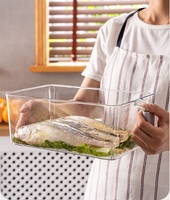 Ensemble de contenants de rangement de cuisine en plastique transparent rectangulaire moderne, boîte de rangement pour réfrigérateur en PET, fruits, légumes, aliments