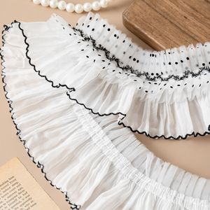 Pizzo in Chiffon morbido <span class=keywords><strong>con</strong></span> motivo a pois in pizzo Sexy e Sexy filo nero e rifilatura di <span class=keywords><strong>lacci</strong></span> decorativi per festa di nozze - Product Image 5