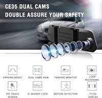7 pouces HD Vision nocturne double lentille voiture Dash Cam 1080P écran tactile détection de mouvement surveillance du stationnement voiture conduite boîte noire