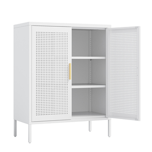 Metal Storage Cabinet 2 Doors 2 Adjustable <b>Shelves</b> Steel File Cabinet for Home Office - Product Image 1