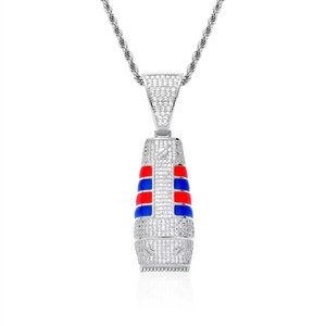 Mặt dây chuyền Hip Hop phong cách thợ cắt tóc nam, đính đá Cubic Zirconia, hình máy cắt tóc, lấp lánh, dây xích thời trang đường phố, bán buôn. - Product Image 1