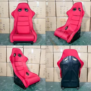 SEAHI Universal Sport Bucket Racing Seats With Slide Rails Red Fiberglass Seats