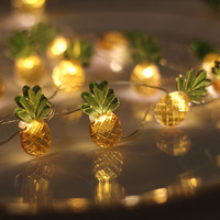 Guirlande lumineuse LED en cuivre à piles en forme d'ananas, lumières féériques pour la plage hawaïenne, les vacances d'été, la table et la décoration intérieure