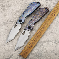 Couteau pliant haut de gamme en acier M390, finition bleuée, manche en alliage de titane couleur argent, pour survie en extérieur et camping, OEM