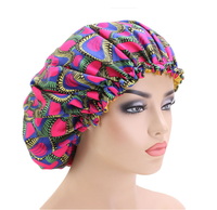Bonnet en satin de soie double couche réversible style occidental à motif ANKARA avec bande élastique réglable pour usage quotidien quatre saisons