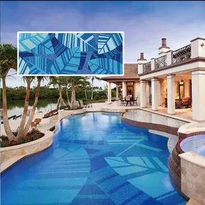 Prix de gros Carreau de mosaïque en céramique bleu antidérapant carré piscine à vendre