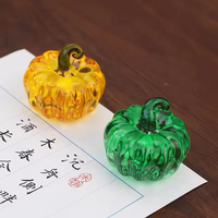 Figurine citrouille en verre transparent effet cristal sablé, 5,5 cm, décor d'Halloween, presse-papiers artisanal, centres de table pour la maison, économique