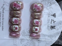 JIAZHIMU Faux ongles réutilisables à presser style français, motifs fraise, poudre, sucre, peinture à l'huile, vente en gros