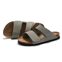 Sandales d'été tendance pour hommes en PU, pantoufles de plage décontractées à double bride en daim de vache imprimé, légères et confortables pour étudiants
