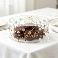 Plateau à gâteau en acrylique transparent écologique avec dôme, motif jardin orné, taille personnalisée, logo, cadeau idéal pour les fêtes juives du Shabbat