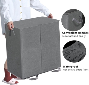 Doppio cesto per <span class=keywords><strong>biancheria</strong></span> con coperchio e sacca per <span class=keywords><strong>biancheria</strong></span> rimovibile grande pieghevole 2 divisori cesto per vestiti sporchi per camera da letto - Product Image 3