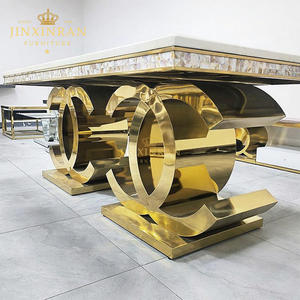 <span class=keywords><strong>Tavolo</strong></span> da pranzo moderno <span class=keywords><strong>6</strong></span> <span class=keywords><strong>posti</strong></span> lusso dorato in acciaio inox cornice rettangolo in marmo <span class=keywords><strong>tavolo</strong></span> da pranzo - Product Image 4