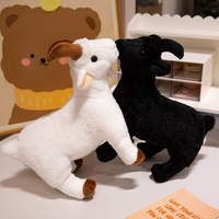 Peluche de chèvre debout, jouet en peluche doux et moelleux, ornement de table ou de canapé, animal de la ferme en peluche, poupée mouton pour cadeau d'anniversaire pour enfants