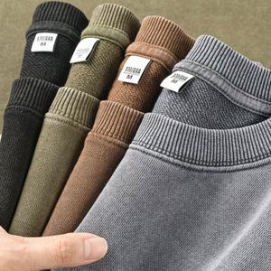 Wholesale Crew Neck Sweatshirt 100% Cotton French Terry 350 Gsm Fabric Comfortable Vintage Acid Wash Crewneck Sweatshirts - Product Image 5