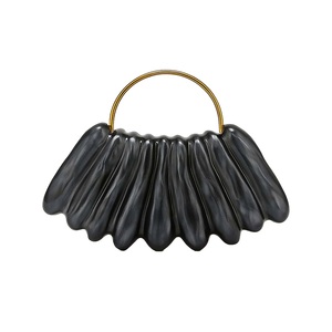 Sac de soirée plissé en acrylique pour femme, pochette marbrée avec poignée supérieure en métal, idéal pour cocktails et soirées formelles - Product Image 2
