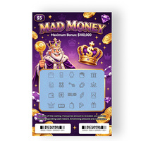Cartes à gratter en carton sérigraphiées de haute qualité, à données variables, sur le thème du Roi, avec revêtement à gratter, type billet de loterie