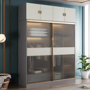 Moderna porta scorrevole in legno vestiti guardaroba nuovi disegni per mobili per la casa cucina e soggiorno uso armadio mobile - Product Image 3
