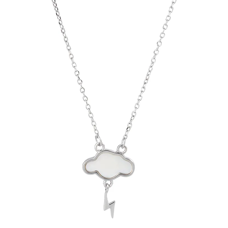 Collier pour femme à la mode en argent sterling 925 Sky Cloud Lightning Shell