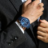 Montre homme POEDAGAR 988, grande marque, étanche, lumineuse, chronographe, quartz, bracelet en cuir, haute qualité, sport.