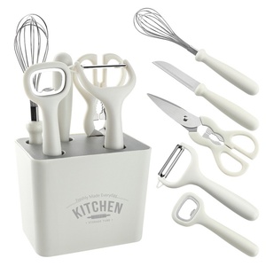 Ensemble d'ustensiles de cuisine multifonctionnels avec bloc de rangement, comprenant fouet, couteau, ciseaux, éplucheur, ouvre-bouteille pour la cuisine quotidienne - Product Image 6