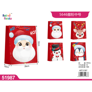 Sacchetti regalo di natale per feste Festive con Design medio di Babbo Natale e pupazzo di neve - Product Image 1
