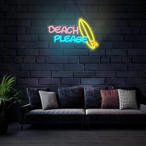 Panneaux lumineux LED néon « Beach Please » à intensité variable, alimentés par USB, lumière d'ambiance, décoration de vitrine, éclairage de rue, personnalisables 5V - Product Image 5