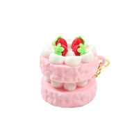Porte-clés Fidget Clicker en forme de gâteau aux fruits imprimé en 3D, Gâteau à la fraise, Jouet anti-stress à bouton-poussoir, Pendentif, Vente en gros, Personnalisé