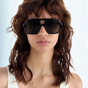 Lunettes de soleil carrées à grande monture pour hommes et femmes, avec logo personnalisé, tendance 2025, UV400, double pont, style punk pilote - Product Image 2