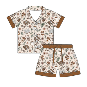 Conjunto de Pijama de Seda de Leche para Niños, Manga Corta, con Botones, Ropa de Dormir Infantil, Impresión Personalizada, OEM, ODM - Product Image 5