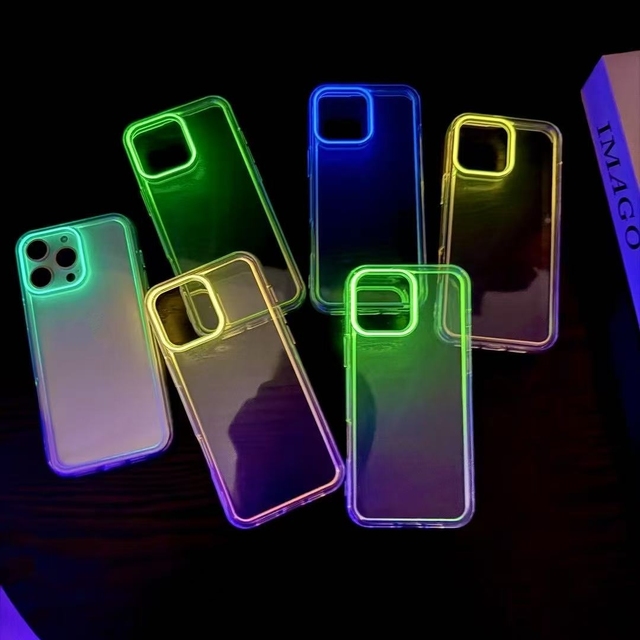 BAILI factory Wholesale ladder lens frame colorful luminous transparent TPU soft anti-fall mobile phone case for Iphone 16 Plus