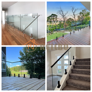 Rampe en verre transparent Reilbu avec <span class=keywords><strong>balustrade</strong></span> et main courante antirouille pour <span class=keywords><strong>terrasse</strong></span> - Product Image 6