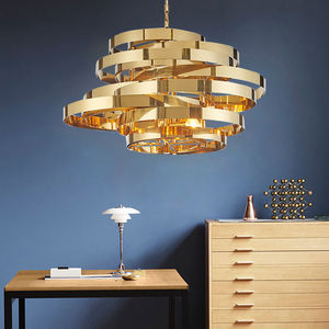 Anillos de pintura dorada brillante, lámpara colgante de araña de lujo, decoración moderna, luz colgante - Product Image 6