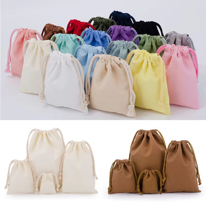 Wholesale Reusable Cotton Drawstring Bag Colorful Blank Small Mini Cotton Canvas Pouch for Candy <b>Gift</b> Jewelry Package Dust Bag - Product Image 1