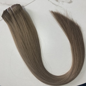 Extensions de cheveux à clipser en dentelle brun cendré clair # 7 extensions de cheveux humains vierges russes, super double drawn, clips invisibles, légères, pour femmes - Product Image 3