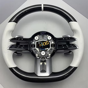 Volante Deportivo Personalizado de Cuero y Fibra de Carbono para <span class=keywords><strong>Mercedes</strong></span> <span class=keywords><strong>A45</strong></span>, Clase E W205, para W205 W204 W212 W213 E300, Negro - Product Image 1