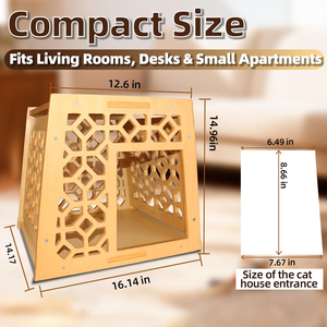Cuccia Moderna di Lusso per Gatti da Interno in <span class=keywords><strong>Legno</strong></span> Massello con Design Intagliato Vintage, Elegante Rifugio per Animali Domestici di Facile Montaggio e Pulizia - Product Image 2