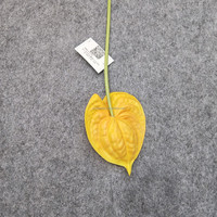 Fleur d'Anthurium à tige unique en PU, grande feuille, Lys de la Paix Rouge, 65 cm, avec bractée jaune flamant, orange et rouge, pour décoration intérieure, remise de diplôme, Halloween
