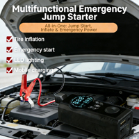 Démarreur de voiture 12V avec compresseur d'air 150 PSI, gonfleur de pneus, booster de batterie portable, 1000A-1800A en crête, CE FCC