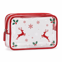 Sac de maquillage transparent en PVC personnalisé OEM ODM pour Noël, étanche, avec fermeture éclair, pour voyage et organisation de produits de toilette