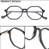 Montures de lunettes polygonales en acétate tendance, montures optiques géométriques pour femmes, stock disponible, fourniture OEM personnalisée